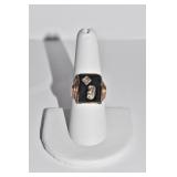 RING 14KT BLACK ONYX - LETTER F W/ DIAMOND CHIP