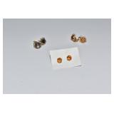 14KT STUD EARRINGS 3 PAIRS