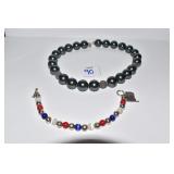 RED/WHITE/BLUE 7" BRACELET & LARGE BEAD NECKLACE