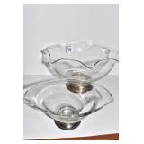 TWO STERLING BASE GLASS DISHES