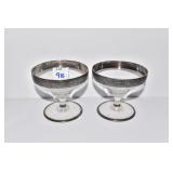 SIX STERLING RIM PEDESTAL SHERBETS 3" H X 3.5"