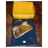 FENDI GOLD METALLIC CLUTCH PURSE WITH CARRY CASE