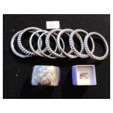 SET OF SILVER TONE BRACELETS, CUFF BRACELET,