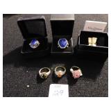 SIX LADIES RINGS THREE BOXED ONE NOA ZUMAN, PINK