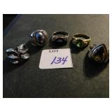 FIVE COSTUME JEWELRY LADIES RINGS