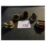 FIVE COSTUME JEWELRY LADIES RINGS