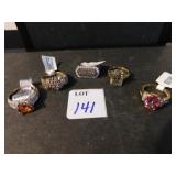 FIVE COSTUME JEWELRY LADIES RINGS