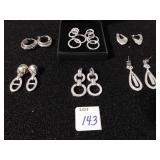 SIX PAIR OF EARRINGS SILVER TONE METAL AND