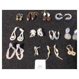 TWELVE PAIR OF EARRINGS SILVER TONE METAL ETC.