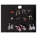 TEN PAIR EARRINGS ONE SET OF RHINESTONE HAIR