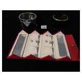 TWO CUFF BRACELETS, THREE PAIR OF PIERCED