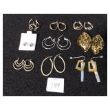 NINE PAIR OF EARRINGS HOOPS ETC.