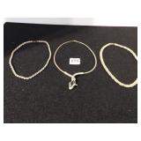 THREE GOLD TONE METAL NECKLACES ONE ITALY 925