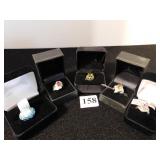 FIVE LADIES COSTUME JEWELRY RINGS