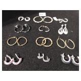 ONE DOZEN PAIR OF EARRINGS PIERCED HOOPS,
