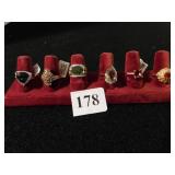 SIX LADIES COSTUME JEWELRY RINGS
