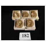 FIVE BRONZE PRESIDENTIAL ART MEDALS EISENHOWER, T