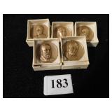 FIVE PRESIDENTIAL ART MEDALS METALLIC ART CO