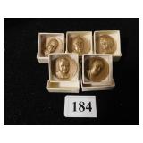 FIVE PRESIDENTIAL ART MEDALS METALLIC ART CO