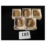 FIVE PRESIDENTIAL ART MEDALKS METALLIC ART CO