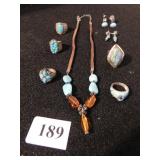 SOUTHWEST DESIGN TURQUOISE RINGS, EARRINGS,