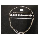 LONG SILVER CHAIN NECKLACE, STERLING BRACELET,