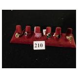 SIX LADIES COSTUME JEWELRY RINGS