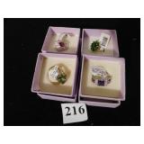 FOUR LADIES 10K GOLD RINGS PINK GREEN AND PURPLE