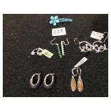 FIVE PAIR OF FANCY COSTUME JEWELRY EARRINGS, BLUE