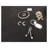 RHINESTONE BRACELET, RING AND EARRING SET GOLD