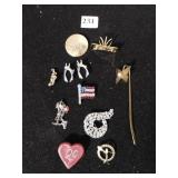 ASSSORTMENT OF PINS, LETTER OPENER, SCARF SLIDES