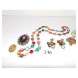 NECKLACE AND MATCHING EARRINGS, HAND CROCHETED