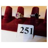 TWO LADIES 14K WHITE GOLD COSTUME JEWELRY RINGS