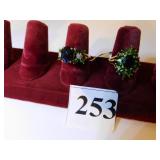 TWO LADIES 14K GOLD COSTUME JEWELRY RINGS GREEN