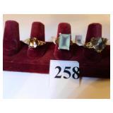 THREE 10K LADIES COSTUME JEWELRY RINGS PURPLE