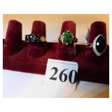 THREE 10K GOLD LADIES COSTUME JEWELRY RINGS ONE