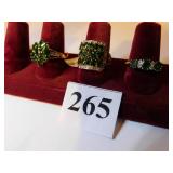 THREE 10K GOLD LADIES COSTUME JEWELRY RINGS GREEN