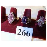 THREE 10K GOLD LADIES COSTUME JEWELRY RINGS LIGHT