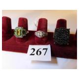 THREE STERLING SILVER LADIES COSTUME JEWELRY