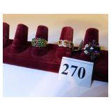 THREE LADIES COSTUME JEWELRY RINGS PURPLE AMBER