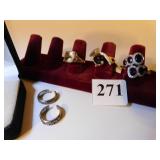 THREE LADIES COSTUME JEWELRY RINGS AND TWO RING