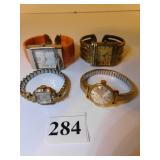 FOUR LADIES WATCHES TWO VINTAGE WATCHES TISSON