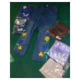 SIZE 20W JEANS WITH EMBELLISHMENTS, 1X VARIOUS