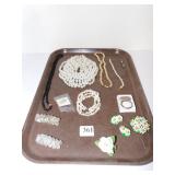 METAL FLOWER PIN WITH MATCHING CLIP-ON EARRINGS,