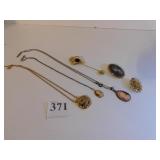 THREE PENDANT NECKLACES TWO WITH CAMEO, STICK