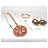 COPPER PENDANT NECKLACE, CUFF BRACELET, EARRINGS,