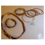 BRAIDED 3 METAL BRACELET AND NECKLACE, ASSORTED