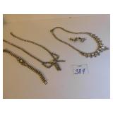 VINTAGE RHINESTONE NECKLACE/EARRINGS AND BRACELET