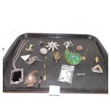 GROUP OF PINS AND ONE NECKLACE