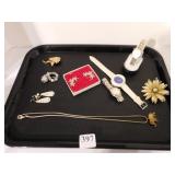 PINS, WATCHES, AND EARRINGS